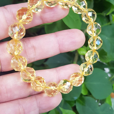 ️️Vòng tay phong thủy nữ đá thạch anh Vàng giác tự nhiên size vòng 10mm vòng màu vàng đẹp hợp nữ mệnh kim thổ thuỷ ạ