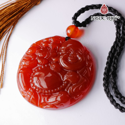 Mặt dây chuyền phật Di Lặc đá mã não đỏ 47x9mm mệnh hỏa, thổ - Ngọc Quý Gemstones