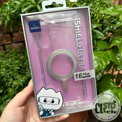 Ốp lưng cho iPhone 17 Pro Max / 17 Pro / 17 Air / 17 / 16 Pro Max - 16 Pro - 16 Plus - 16 hiệu WI WU MCC-201 nhựa cứng trong viền dẻo + vòng nam châm kiêm giá đỡ - Hàng chính hãng