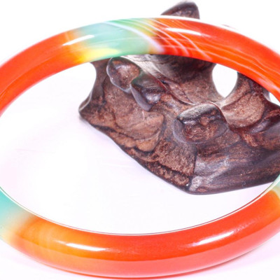 Vòng tay đá mã não tam tài bản tròn ni 55 mệnh kim, thủy - Ngọc Qúy Gemstones