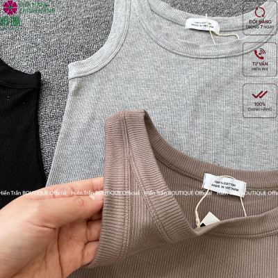 Áo thun nữ Hiền Trần BOUTIQUE sát nách ba lỗ thun không tay kiểu ôm body tank top vải cotton tăm co giãn tốt