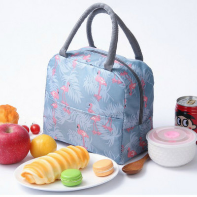 Túi đựng cơm giữ nhiệt cao cấp vải Oxford Floral có khoá kéo + tặng kèm 01 sổ tay