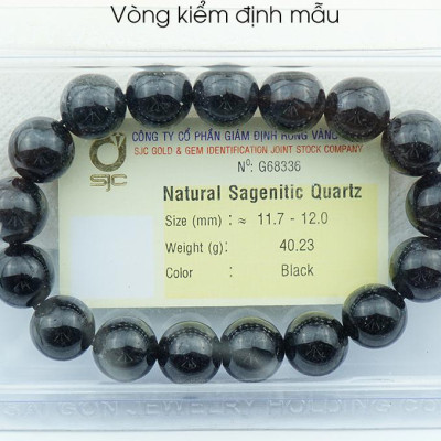 Vòng tay thạch anh tóc đen Rutilated Quartz tự nhiên 9 li 21 hạt