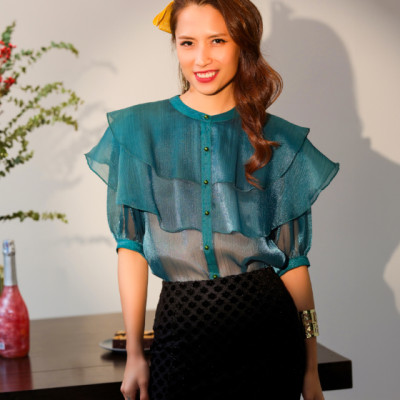 Áo Organza Xuyên Thấu Lục Bảo TOP181 thời trang thiết kế Hity