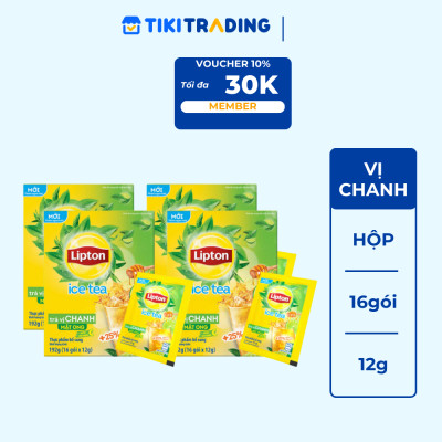 Combo 4 Trà Lipton Ice Tea Vị Chanh Mật Ong 16gói x 12gram/hộp