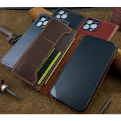 Bao da cho Iphone 14 pro max Handmade Da Bò Thật