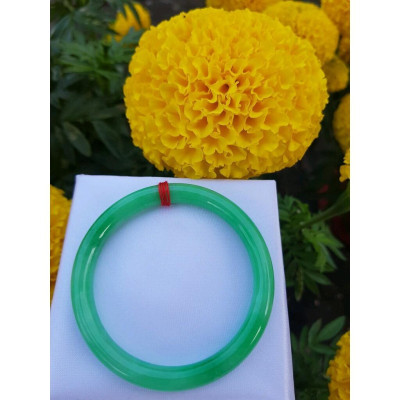 Vòng Tay Nữ Mới Đá Cẩm Thạch Đ Đẹp 52mm x cọng 7mm Xanh lá tươi nữ mệnh mộc hỏa 51kg - 57kg đeo ạ