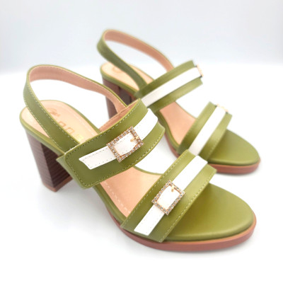 Giày sandal nữ cao gót đế cao 7 phân hàng hiệu rosata hai màu đen xanh thời trang cao cấp ro528