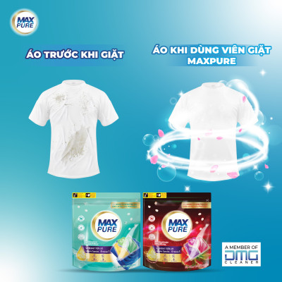 Túi viên giặt Maxpure Hương Đắm Say 30v tặng 1 vỉ viên treo bồn cầu Evershine hương Lavender