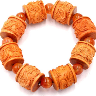 Vòng tay chuỗi trụ rồng gỗ hoàng đàn TRVTM1