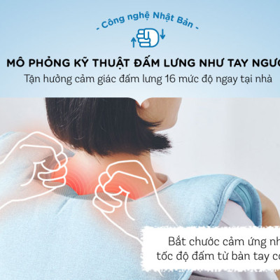 Máy Massage Cổ Vai Gáy, Máy Đấm Lưng Bear AMQ-A01X1 Gồm 4 Kỹ Thuật Đấm Lưng Gồm 16 Cường Độ Massage Như Người Thật - Hàng Chính Hãng