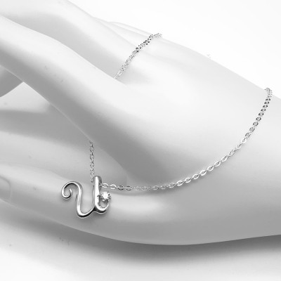 Dây Và Mặt Dây Chuyền Nữ Bạc Hiểu Minh CC001.U - Chữ U - Bảo Hành Vĩnh Viễn ( Hàng Chính Hãng )