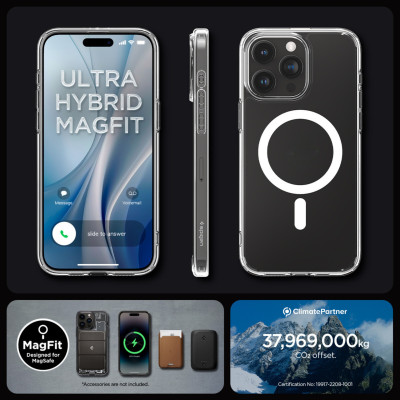 Ốp Lưng Spigen Hỗ Trợ Sạc Từ Tính (MAG.SAFE) Dành Cho iPhone 15 Pro Max / iPhone 15 Pro, SPIGEN CRYSTAL HYBRID MAGFIT - HÀNG CHÍNH HÃNG