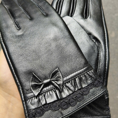 Găng tay nữ da cừu BHY8738 Bao tay nữ, lót lông siêu ấm, cám ứng điện thoại