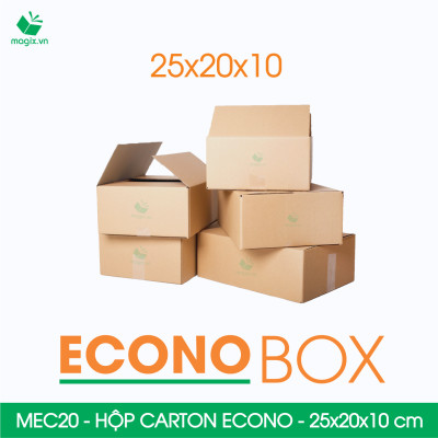 MEC20 - 25x20x10 cm - Combo 60 thùng hộp carton trơn siêu tiết kiệm ECONO