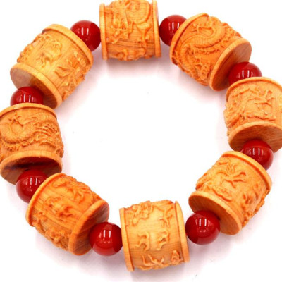 Vòng tay chuỗi trụ rồng gỗ hoàng đàn TRVTM8