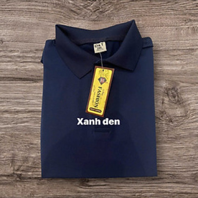 Áo Thun Có Cổ Nam Nữ Vải Cá Sấu Poli Thái Co Giãn 4 Chiều Màu Xanh Dương