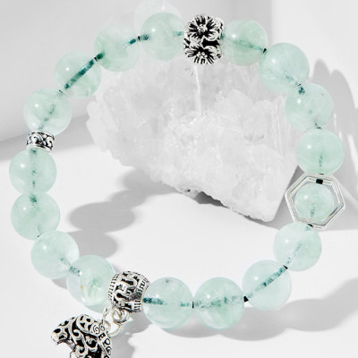 Vòng tay thạch anh xanh charm voi Ngọc Quý Gemstones