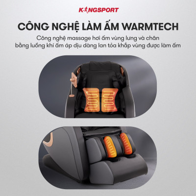 Ghế massage KINGSPORT Standard G4 con lăn di chuyển cổ vai, thiết kế hiện đại 2024, túi khí massage tay dài