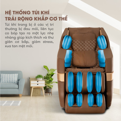 Ghế Massage ELIP O3 - Công nghệ mát xa 5E, Matxa không trọng lực, Con lăn silicon êm ái, Da ghế bền bỉ