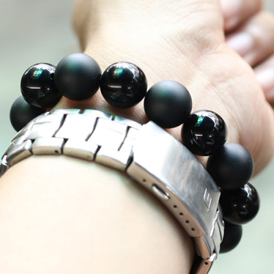 Vòng Đá Obsidian Đá Thiền Bóng Nhám Ngọc Quý Gemstones