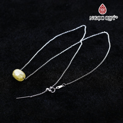 Dây chuyền bạc mặt lu thống thạch anh tóc vàng mệnh thủy, kim - Ngọc Quý Gemstones