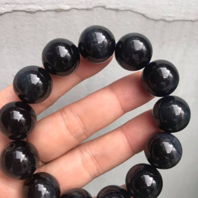 CHIẾC VÒNG ĐÁ TỰ NHIÊN 16mm MỚI XANH XANH ĐEN 13 HẠT NAM mạng THUỶ Mạng MỘC đeo Tốt 67kg đến 80kg