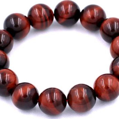 Vòng tay chuỗi hạt Đá Mắt Hổ Đỏ Đen 14 ly 14 hạt - hợp mệnh Hỏa, mệnh Thổ