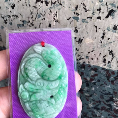 MẶT DÂY CHUYỀN PHONG THỦY MẶT LỚN Ạ ĐÁ CẨM THẠCH TỰ NHIÊN  CAO 41MM NGANG 27MM DẦY 5MM