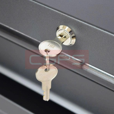 Tủ dụng cụ CSPS 61cm- 01 hộc kéo màu đen chân tủ có ván gỗ kèm vách lưới