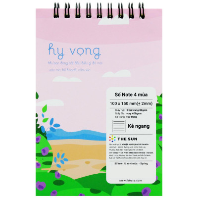 Sổ Lò Xo Note 4 Mùa A6 - Kẻ Ngang - 160 Trang 80gsm - The Sun - Spring