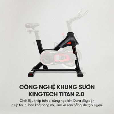 Xe đạp tập KINGSPORT Stronger E-09 bánh đà 6kg, kháng lực từ tính êm ái, tích hợp đồng hồ đo lường chỉ số, cân nặng phù hợp từ 80-85kg