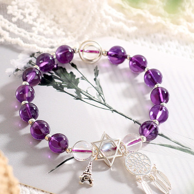 Vòng tay đá thạch anh tím phối Dreamcatcher mệnh hỏa, thổ - Ngọc Quý Gemstones