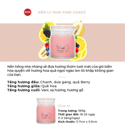 Nến ly tròn sáp đậu nành Yankee Candle size M (369g) - Pink Sands