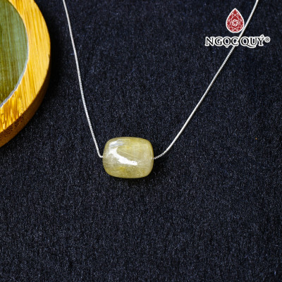 Dây chuyền bạc lu thống thạch anh tóc vàng 9x11mm mệnh thủy, kim - Ngọc Quý Gemstones