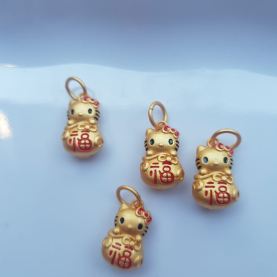 Phụ Kiện Charm Vòng Tay Nữ đẹp Hình Mèo Kitty vàng may mắn màu vàng kiểu đẹp Nữ đã có vòng tay hạt chuỗi , vòng tay kiểu thì charm Mèo Kitty này vào đeo đẹp xinh lắm ạ