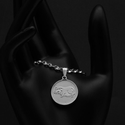 Dây chuyền và mặt dây chuyền trẻ em bằng bạc ta BẠC HIỂU MINH dte010 tuổi hợi