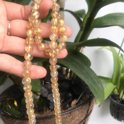 VÒNG CHUỖI ĐEO CỔ ĐÁ THẠCH ANH TÓC VÀNG NHUYỄN ĐẸP 8mm ĐÁ THIÊN NHIÊN RẤT SANG