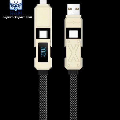 Cáp sạc hàng chính hãng WiWU 4 trong 1 Titan Wi-C039: Công suất 100W, cáp dẹt bọc dù, đầu hợp kim siêu bền