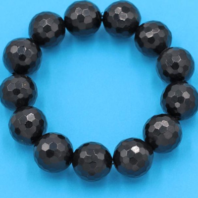 Chuỗi đeo tay - thạch anh đen cắt giác 16 ly 13 hạt - hợp mệnh Thủy, mệnh Mộc