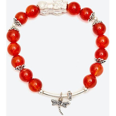 Vòng tay đá mã não đỏ phối tỳ hưu (đường kính 7cm)