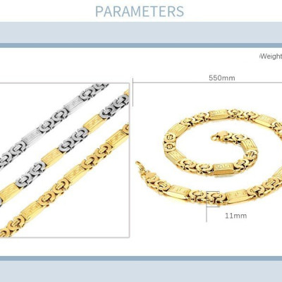 Dây chuyền nam kiểu xích hoa văn mê cung bằng thép không gỉ 316L (MẠ 18K) - Q90