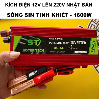 Kích Điện Inverter Cao Cấp Nhật Bản – 12V Lên 220V, Công Suất 1600W, An Toàn Tiết Kiệm