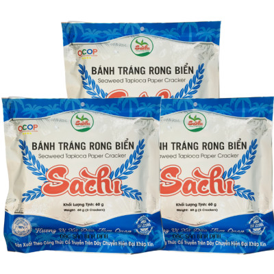 Thùng 50 Gói Loại 45Gram, Bánh Tráng Rong Biển Cao Cấp Nướng Sẵn Sachi
