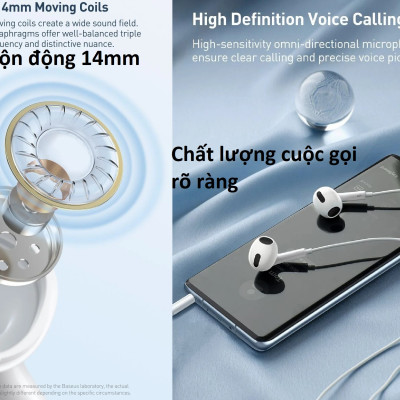 Tai nghe nhét tai hỗ trợ mic chân cắm 3.5mm Baseus Encok H17 NGCR020002 -Hàng chính hãng