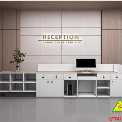 QUẦY LỄ TÂN, QUẦY TIẾP TÂN, QUẦY TÍNH TIỀN, QUẦY THU NGÂN QTT429 (KHÔNG ĐÈN)- NỘI THẤT LẮP RÁP VIENDONGADV