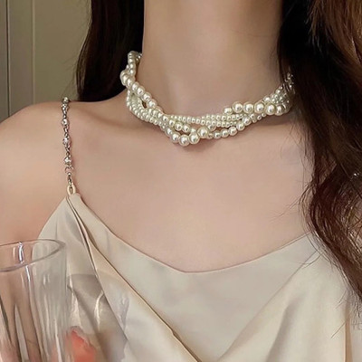 Dây chuyền vòng cổ ngọc trai nhiều lớp sang chảnh khí chất tiểu thư Hàn Quốc