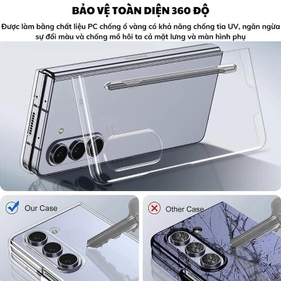 Ốp lưng trong suốt siêu mỏng chống ố vàng cho Samsung Galaxy  Z Fold 7 / Z Fold 6 5G Likgus Penone bảo vệ 360 độ màn phụ và mặt lưng ( tặng bút từ tính ) - Hàng chính hãng