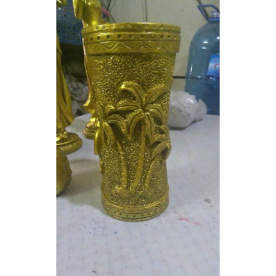 Lọ hoa họa cây dừa CTVD28 10.9 x 10.7 x 20.2cm Tundo mạ vàng