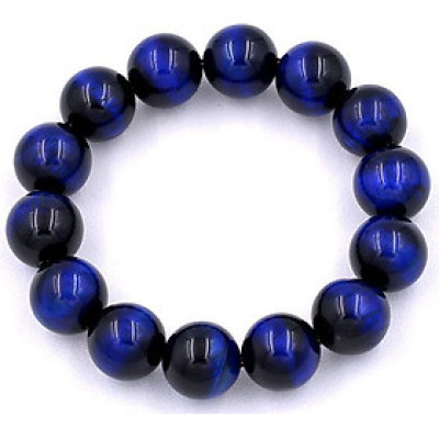 Chuỗi hạt đeo tay đá mắt hổ xanh đen 14 ly - Vòng chuỗi đeo tay đá phong thủy